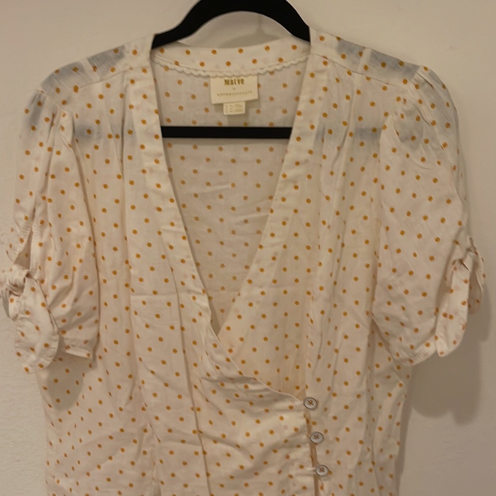 Maeve Yellow Polka Dot Puff Sleeve Blouse 14